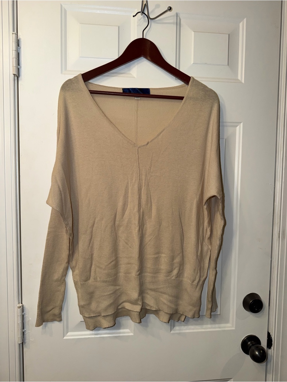 Blue Rain Beige V-Neck Lightweight Sweater